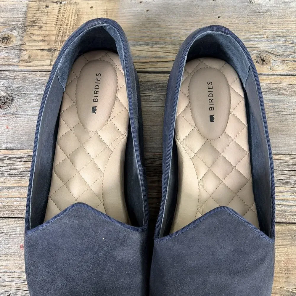 Birdies The Starling Blue Suede Loafer Flats Women’s Size 9.5 Bnfts Charity